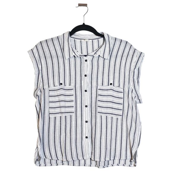 KOTON Striped Crop Top Grey White Size Large - Picture 1 of 3